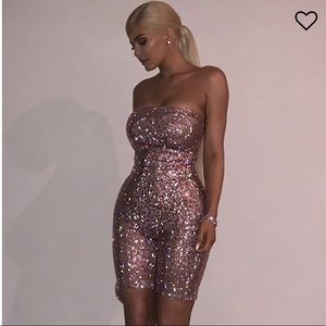 Fashion Nova Pink Sequin Jumpsuit
